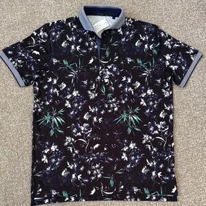 Greyson Navy Floral Polo Shirt